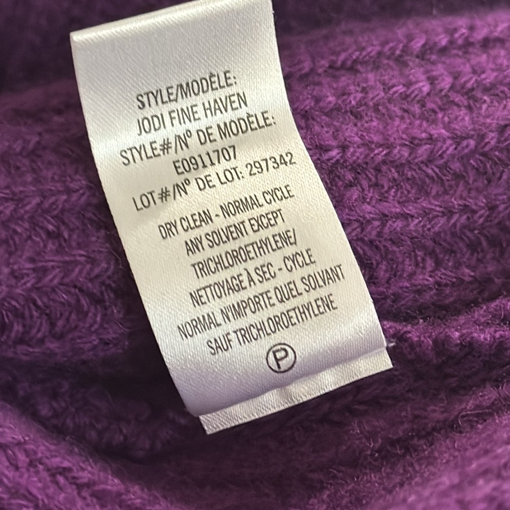 THEORY Jodi Fine Haven Half Sleeve Wool Cashmere Sweater Purple Jewel Size P TP - Picture 5 of 6
